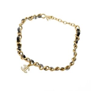 CHANEL 95P COCO Mark Rhinestone Chain Necklace gold WS24851